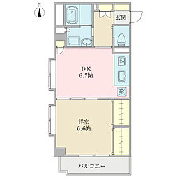 プレシャス 1DKの間取図画像