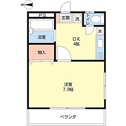 アーバンハイツジョウ 1DKの間取図画像