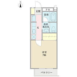 シャトルミクニ2 1Kの間取図画像