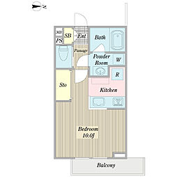 プルミエール 1Kの間取図画像