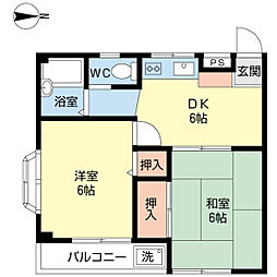 ハイツイナガキ 2DKの間取図画像
