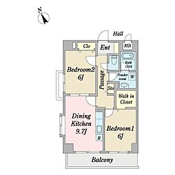 リバーパーク 2LDKの間取図画像