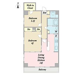 フェア・ウインド南葛西 2LDKの間取図画像
