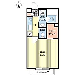 サニーヴィラ 1Kの間取図画像