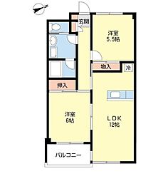 レジデンス5 2LDKの間取図画像
