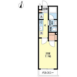 鳴辰館 1Kの間取図画像