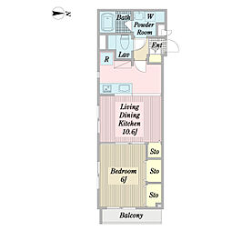 サンライズ2 1LDKの間取図画像