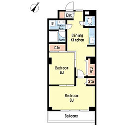 マインドハウスオズ2 2DKの間取図画像