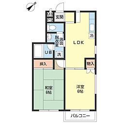 シールドガーデン1 2DKの間取図画像