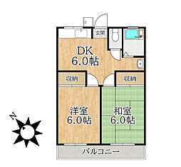 ハイツ竹沢 2DKの間取図画像