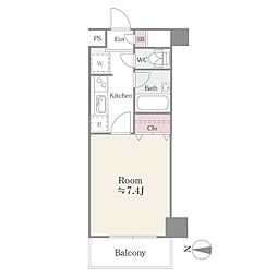 グランパァレ1 ワンルームの間取図画像