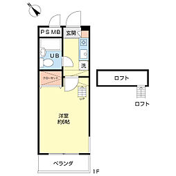 アポロヴィラ 1Kの間取図画像