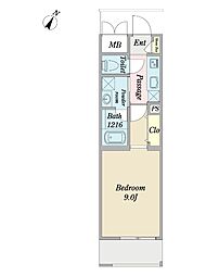 プロシード行徳駅前2 1Kの間取図画像