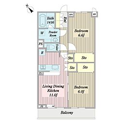 ソレーユ塩焼 2LDKの間取図画像