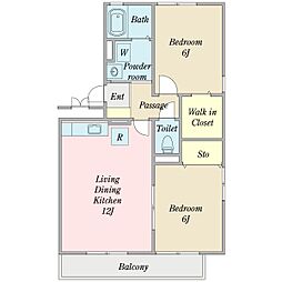 ヌゥベル・アイ2 2LDKの間取図画像