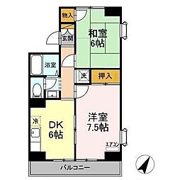 エクセル西船橋 2DKの間取図画像