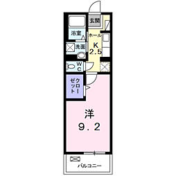 フラワーガーデン 1Kの間取図画像
