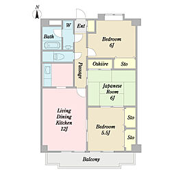 サン・マーレ東船橋壱番館 3階3LDKの間取り