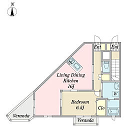 サンモリッツ 1LDKの間取図画像