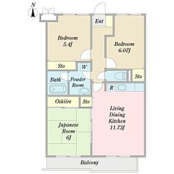 グラットシェル 3LDKの間取図画像