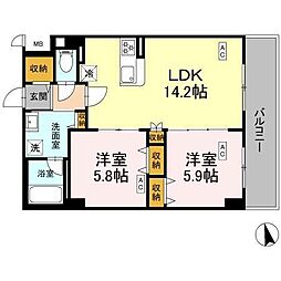 カスタリア西船橋II 2LDKの間取図画像