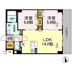 カスタリア西船橋II 2LDKの間取図画像