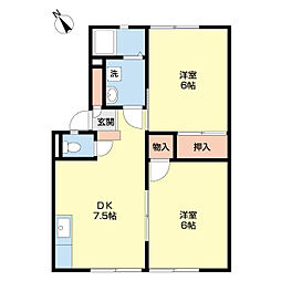 メゾン・ベルビ 2DKの間取図画像