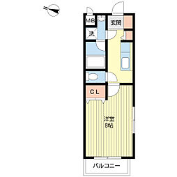 ヴィーゼ 1Kの間取図画像