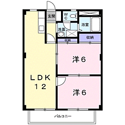 ベルハイツ・1 2LDKの間取図画像