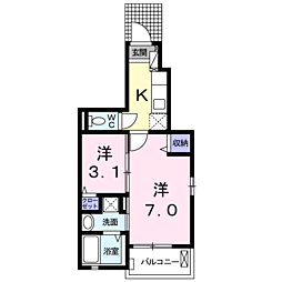 プラーンドル4 1Kの間取図画像