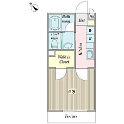 グランデ02 1Kの間取図画像