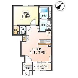 富里市七栄 アパートIV期新築工事 1LDKの間取図画像