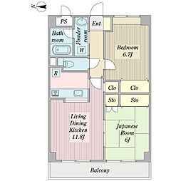 プロシードCO-Z東館 2LDKの間取図画像