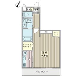 ロクス 1Kの間取図画像
