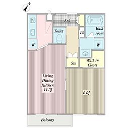 ベルラ 1LDKの間取図画像