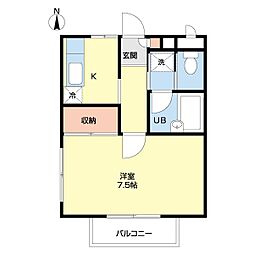 アプリコット 1Kの間取図画像