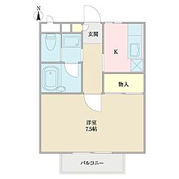 アプリコット 1Kの間取図画像
