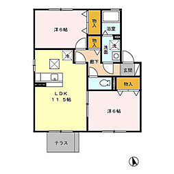 セピアコートA 2LDKの間取図画像