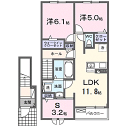 鹿黒アパート C 3LDKの間取図画像