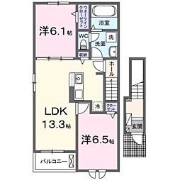 鹿黒アパート D 2LDKの間取図画像