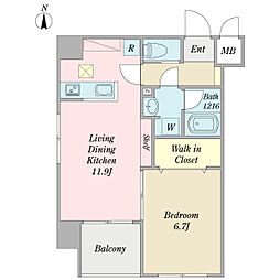 SaintClair 1LDKの間取図画像