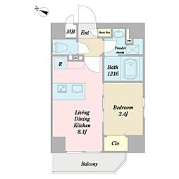 キグナスハウス神田神保町 1LDKの間取図画像