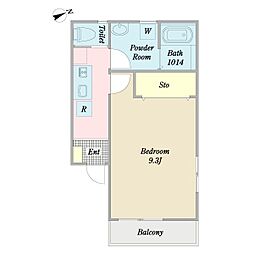 ブロッサムコート 2階1Kの間取り