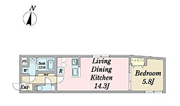 CONTRAIL千住TERRACE 1LDKの間取図画像