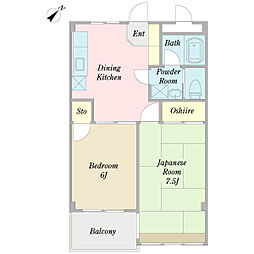 ヴィラハイツ富士見 2DKの間取図画像