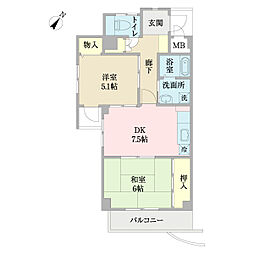 グランポール 2LDKの間取図画像