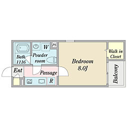 リアン猫洞通 1Kの間取図画像