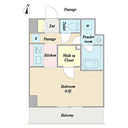 グランアルモニ 1Kの間取図画像
