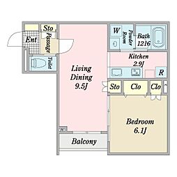 Ecrin新瑞橋 1LDKの間取図画像
