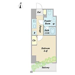 WESTIN上前津 1Kの間取図画像